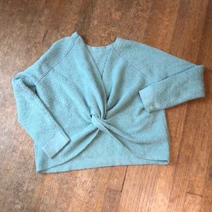 Blue green Aerie cross over sweater